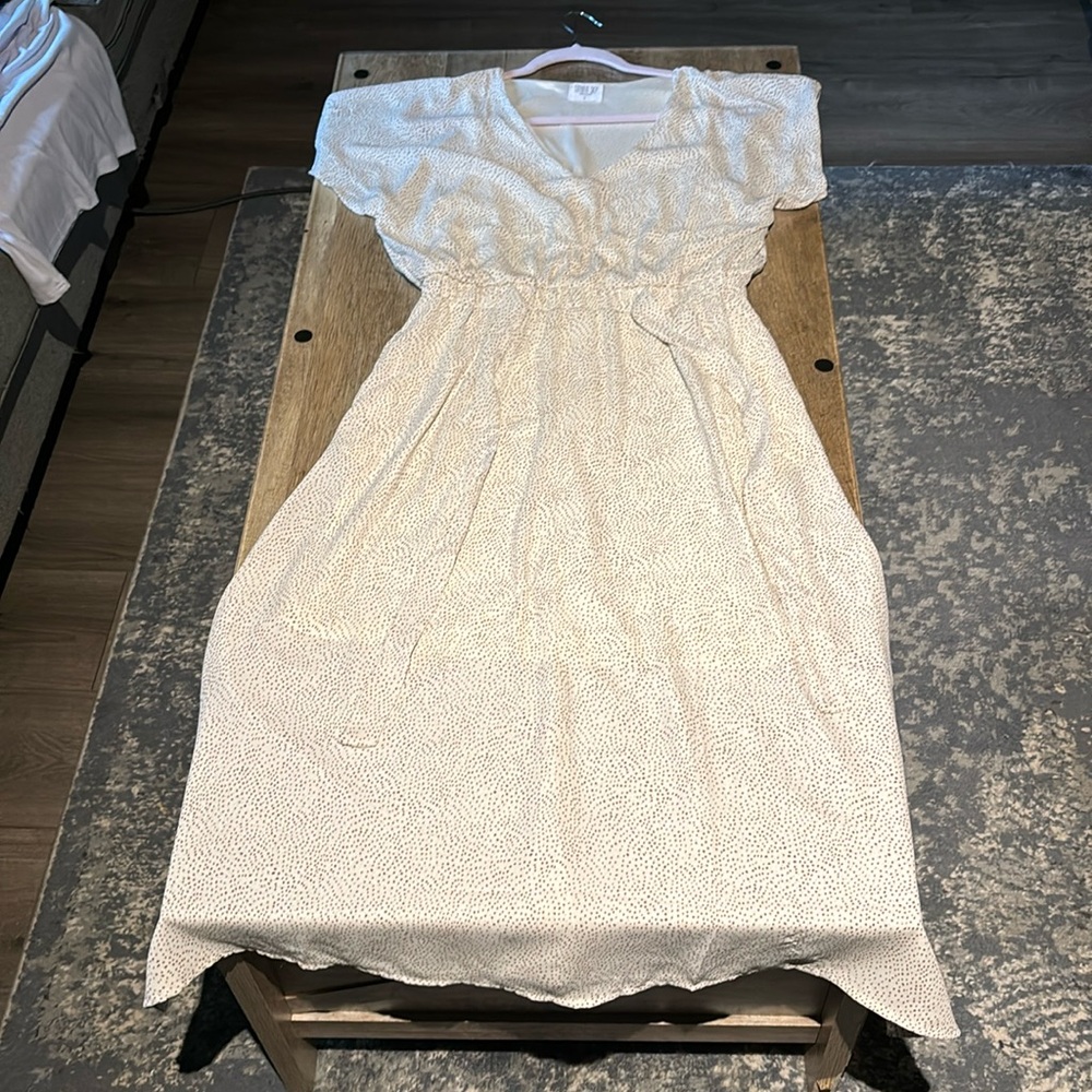 Knee length Dress with Cinched Wait and V neckline